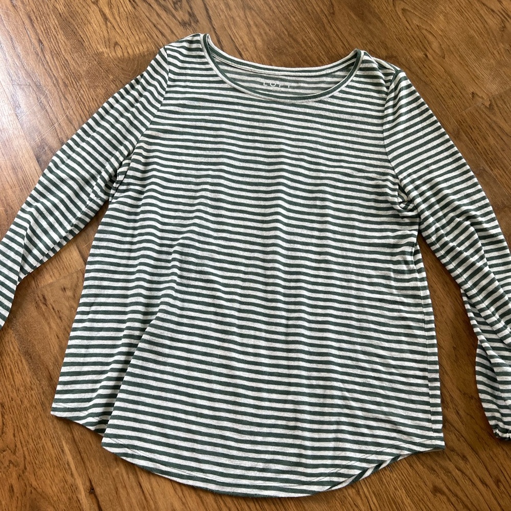 Green and White Loft Long-sleeve shirt.